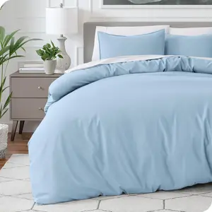 Duvet Cover Queen Size - Premium 1800 Super - Lightweight, Cooling Duvet Cover - (Queen, Light Blue)
