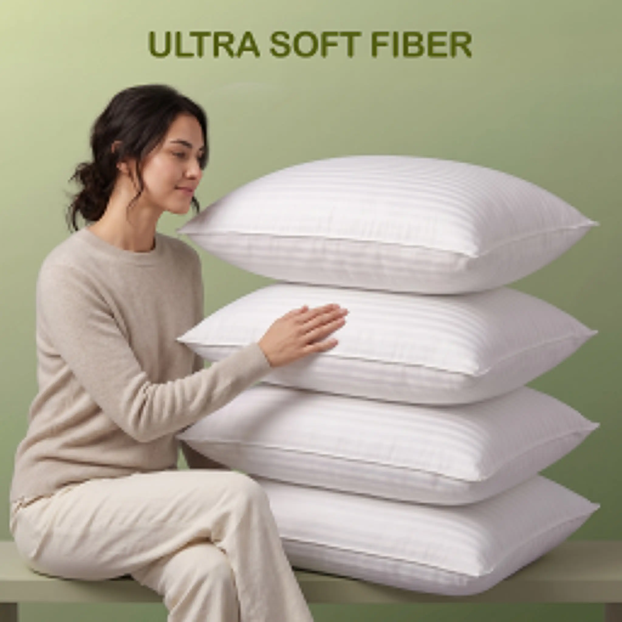 Utopia Bedding Premium Striped European Bed Pillows (Pack of 2-4) - Polycotton Soft Breathable Covers, No-Shift Construction, White Memory Foam Support, Cooling Back Sleeper Bedding Set Accessories, Home Decor, Household Items, Night Routine Picks