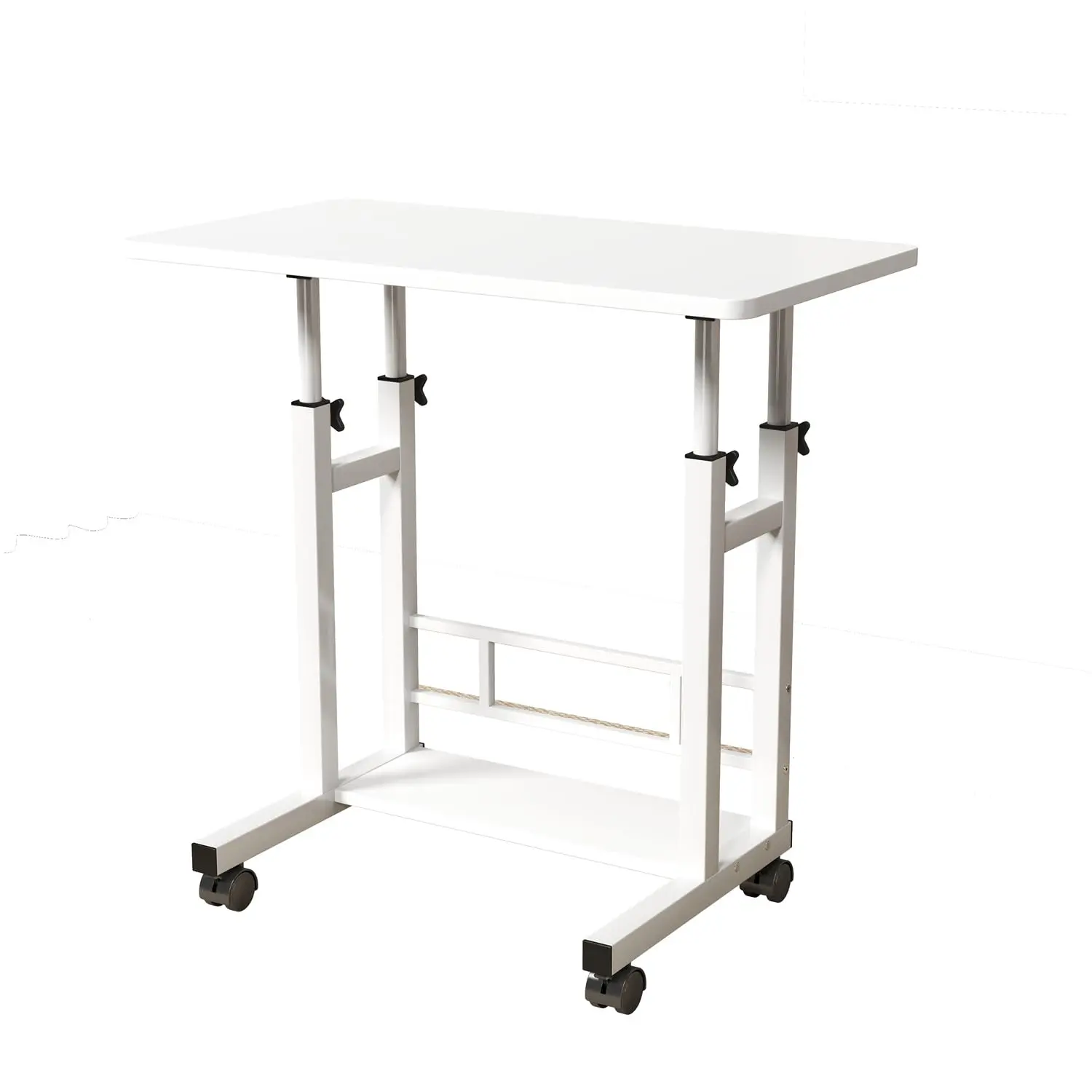 [Football Fan SeasonDeal] New Upgraded Iron + MDF Adjustable Height Standing Desk, 80x40cm Movable Compact Simple Computer Desk, Bedroom Side Table, Ideal for Students, Small Room Fit