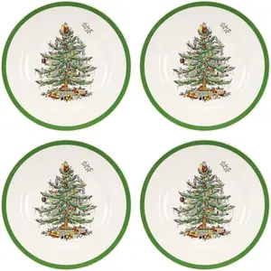 Spode Christmas Tree Salad Plates, Set of 4