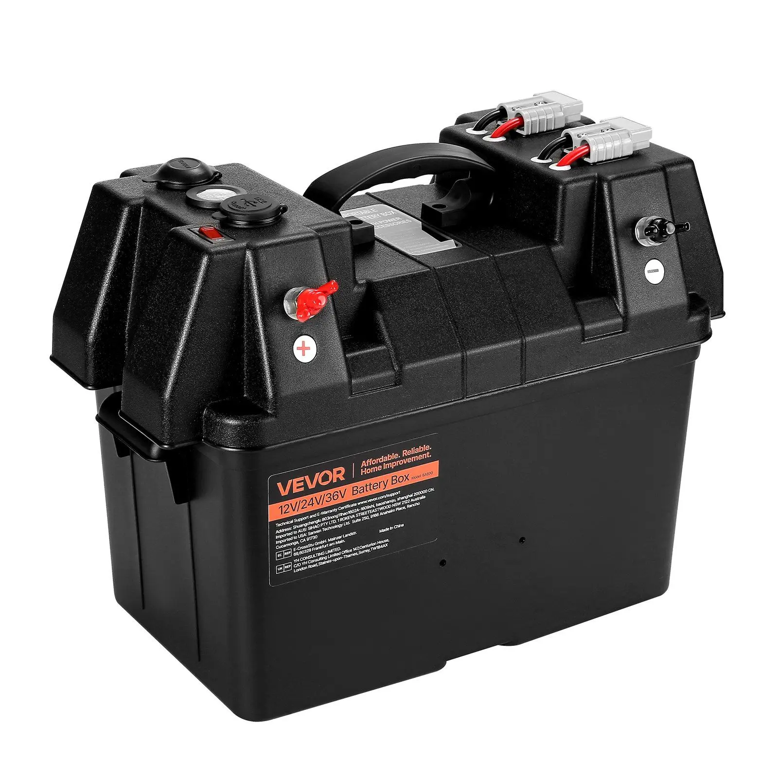 VEVOR Battery Box Group 24/31 Smart Battery Box 12V/24V/36V for Trolling Motor, Usb Port, Voltage Meter