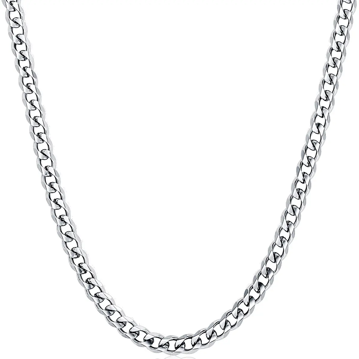 Cuban Men's 6mm Stainless Steel Hip-Hop Style Necklace, Available in 18/20/22/24 Inches, Unisex, Nickel-Free, Lead-Free, Durable Design Jewellery