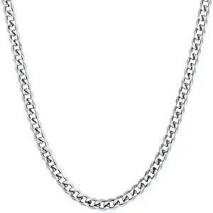 Cuban Men's 6mm Stainless Steel Hip-Hop Style Necklace, Available in 18/20/22/24 Inches, Unisex, Nickel-Free, Lead-Free, Durable Design Jewellery