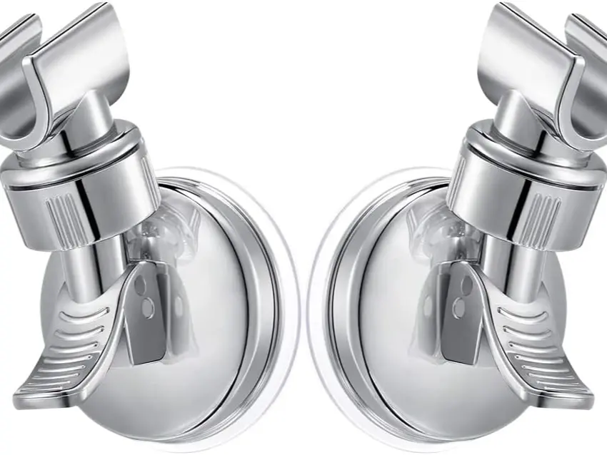 Adjustable Suction Cup Shower Head Holder, Removable Wall Mount Handheld Wand Bracket, Silver