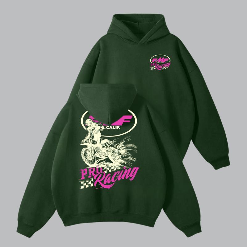 FMF Racing Pro Hoodie – Vintage Dirt Bike Graphic Hoodie, Classic Motocross Streetwear, Long Sleeve Comfort Top for Racing Fans & Bikers