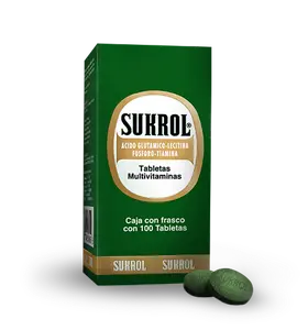 Sukrol Glutamic Acid, Lecithin, and Thiamin Multivitamin 100 Tablets | Sukrol Multivitaminico de Acido Glutamico, Lecitina y Tiamina 100 Tabletas