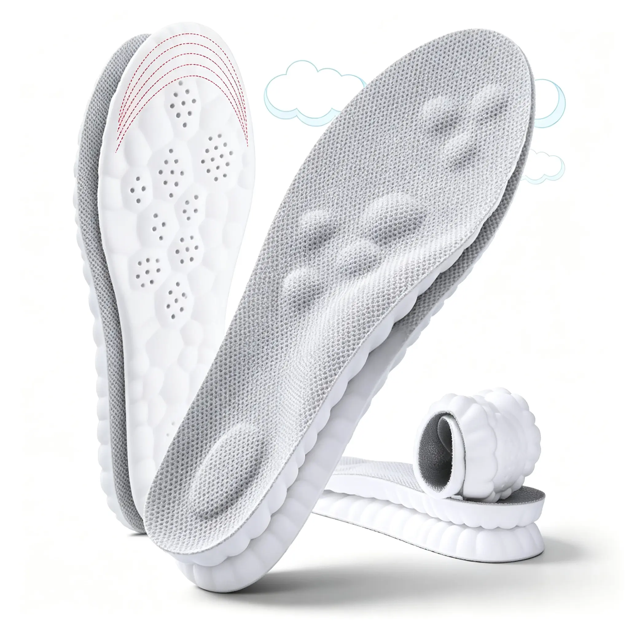 Cloud Insoles for Men Women, 4D Soft Memory Foam Cushioning, Trim-to-Fit Steppers Shoe Insoles