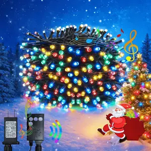 82 feet, 200 LED Christmas lights, Multicolor, with music synchronization and motion sensors, suitable for indoor and outdoor decoration, IP44 waterproof, 8 lighting modes, connectable, suitable for Christmas trees and Christmas party decorations.