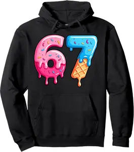 Six Seven Ice Cream Drip Sports Cool Meme 67 Funny Number Pullover Hoodie YOUTH BOYS Hoodie Cotton Fabric