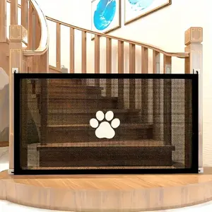 Single Piece Retractable, Enclosed Pet Fence (Suitable For Cats And Dogs), Adjustable And Portable Design, Indoor And Outdoor Dual-Use, Space Saving Pet Door With Paw Print Decoration, Easy To Install In Home, Lightweight Material