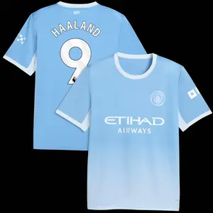 Unisex Soccer/Football Manchester City Team Erling Haaland #9 Laliga 2026/27 Home Replica jersey - Light Blue EN