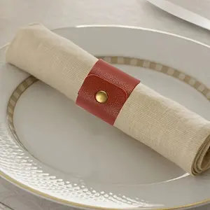 6pcs of Faux Leather Napkin Rings Suitable for Holiday Parties, Hotel Dining, And Western Restaurant Table Settings, Perfect for Thanksgiving Table Decorations