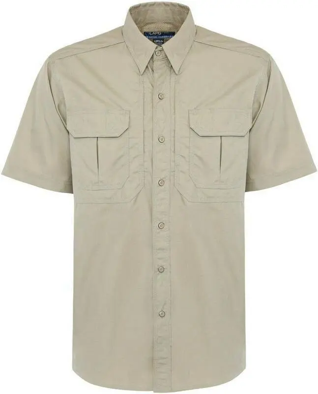 LA Police Gear Men's Field Shirt 2.0 - Short Sleeve Tactical Button-Down, Lightweight Cotton Ripstop, Hidden Pockets, Mesh Lining, On or Off Duty Work Menswear Shirt, On Or Off Duty Wear