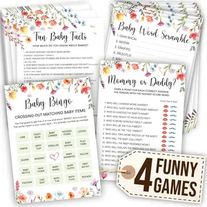 WOODAMORE Wildflower Baby Shower Games For Girl - Fun Bingo Game Girls, Hilarious Word Scramble, Floral Baby Shower Girl Games, Mommy Or Daddy Game, Baby In Bloom Decorations