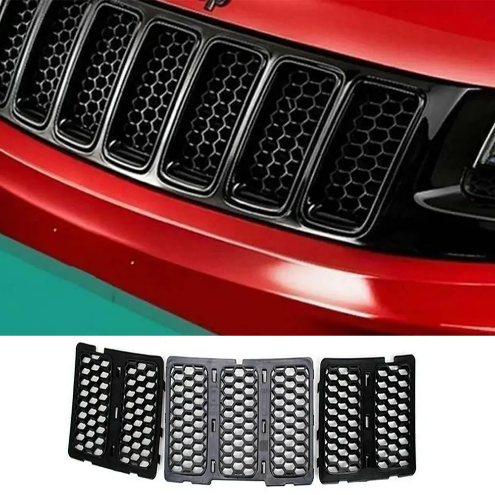 Front Grille Inserts for 2014-2016 Jeep Grand Cherokee WK2, Honeycomb Mesh Laser-Cut Chrome Trim Cover, Scratch-Proof UV-Resistant Car Exterior Accessory tiktokshopspringglowup, Car Accessories, Accessories For Car