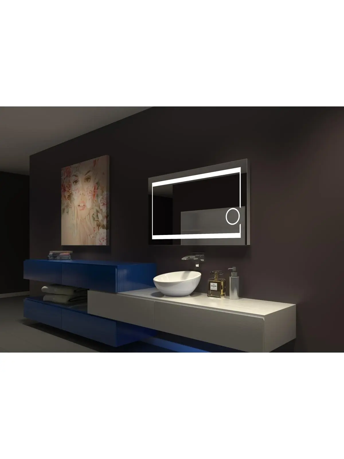 Paris Mirror AURO60286000D-1M 60 x 28 in. 1 Magnifier Aurora Illuminated Mirror