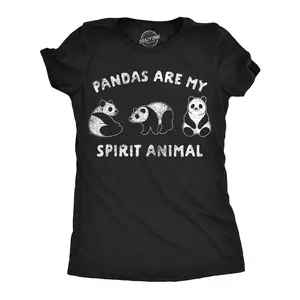 Womens Funny T Shirts Pandas Are My Spirit Animal Sarcastic Graphic Novelty Tee for Ladies Funny Womens T Shirts Cute Vintage Fashion Casual Ladies T-Shirt Gift Funny Animal Top Women's Novelty Tees Black -