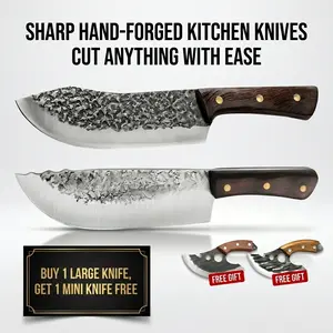2PCS Meat Cleaver  Set Lightweight Sharp Kitchen Cleaver 7.48 Inch Viking  with Leather Sheath Full Tang High Carbon Steel Butcher  for Meat Cutting Home Cooking Outdoor BBQ Camping Grill Heavy Duty Chopping Tool food electric knife sharpener