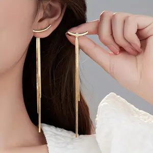 A pair of tassel earrings with a creative and simple snake bone design, long metal tassel earrings for women chain men Stainless Steel Link Necklace cross autumn rapper daughter 20 motif tiara Versatile Pendant Crucifix nut Personalized Eye Photo Titanium