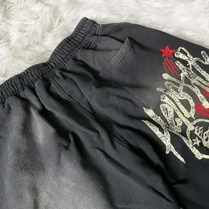 24ss Hell Star Oversized Shorts Men Women 1:1 Tie Dyed Black Washed