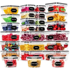 52 Piece Airtight Food Storage Containers with Lids (26 Containers & 26 Lids), Plastic Meal Prep Container, Kitchen storage containers for Pantry Organizers and Storage with Labels & Marker