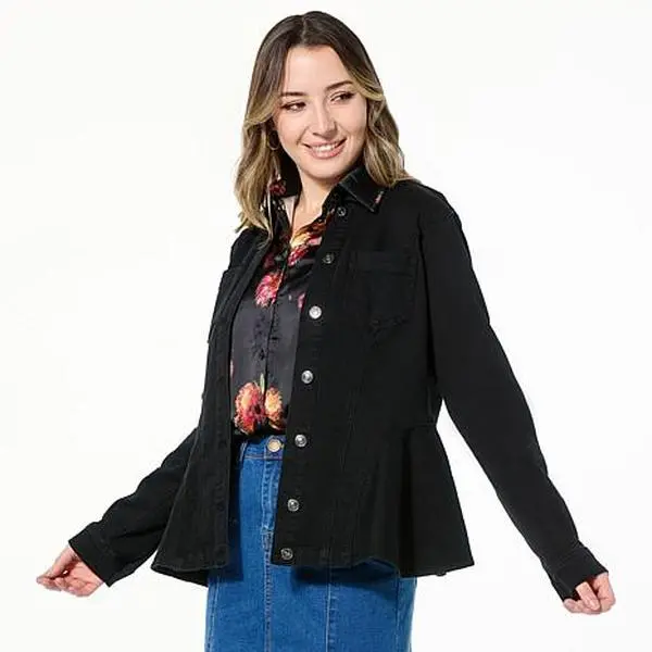 DG2 by Diane Gilman Soft & Sleek Fit-and-Flare Denim Jacket