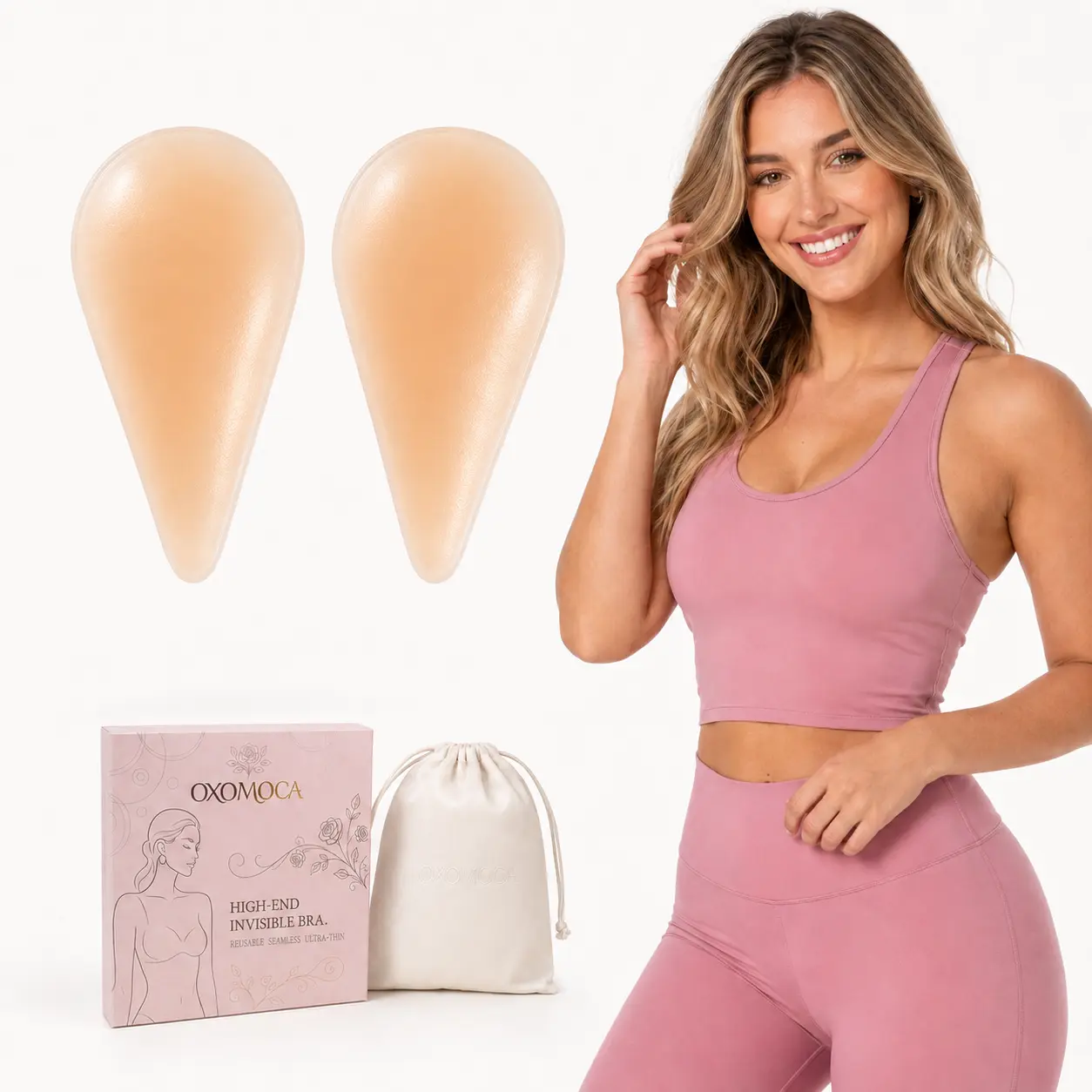 Women's Bra Accessory 2-Pack Beige Grippy Silicone Camel Toe Concealer Inserts - Lightweight, Fitted, Comfortable, Reusable, Washable, Anti-Embarrassment for Underwear Wear, Essential for Active Women, Soft