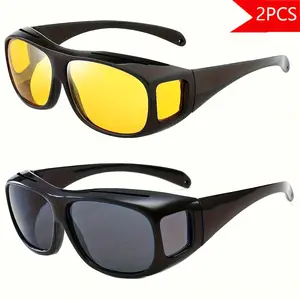 2 Pairs Men's Sports Glasses Classic Stylish Oval Frame High Performance UV Protection Lightweight Unisex Outdoor Activity Eyewear