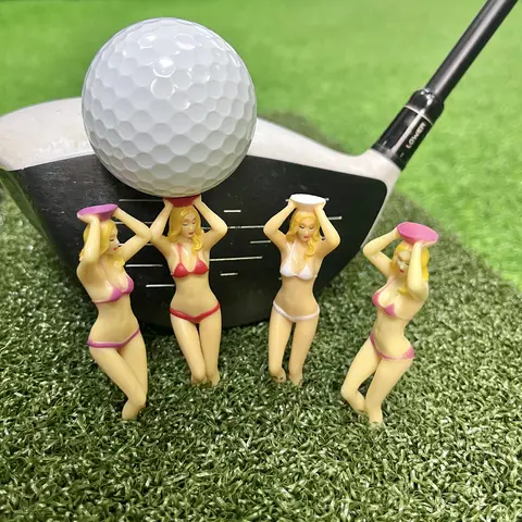CRESTGOLF Funny Golf Tees - Long-Lasting Plastic Golf Supply, Novelty Print Casual Accessories, 6 Fun Colors Mix, Adults' Gift (6pcs, Ideal for Tee Shots, Keeps Your Bag Stocked)