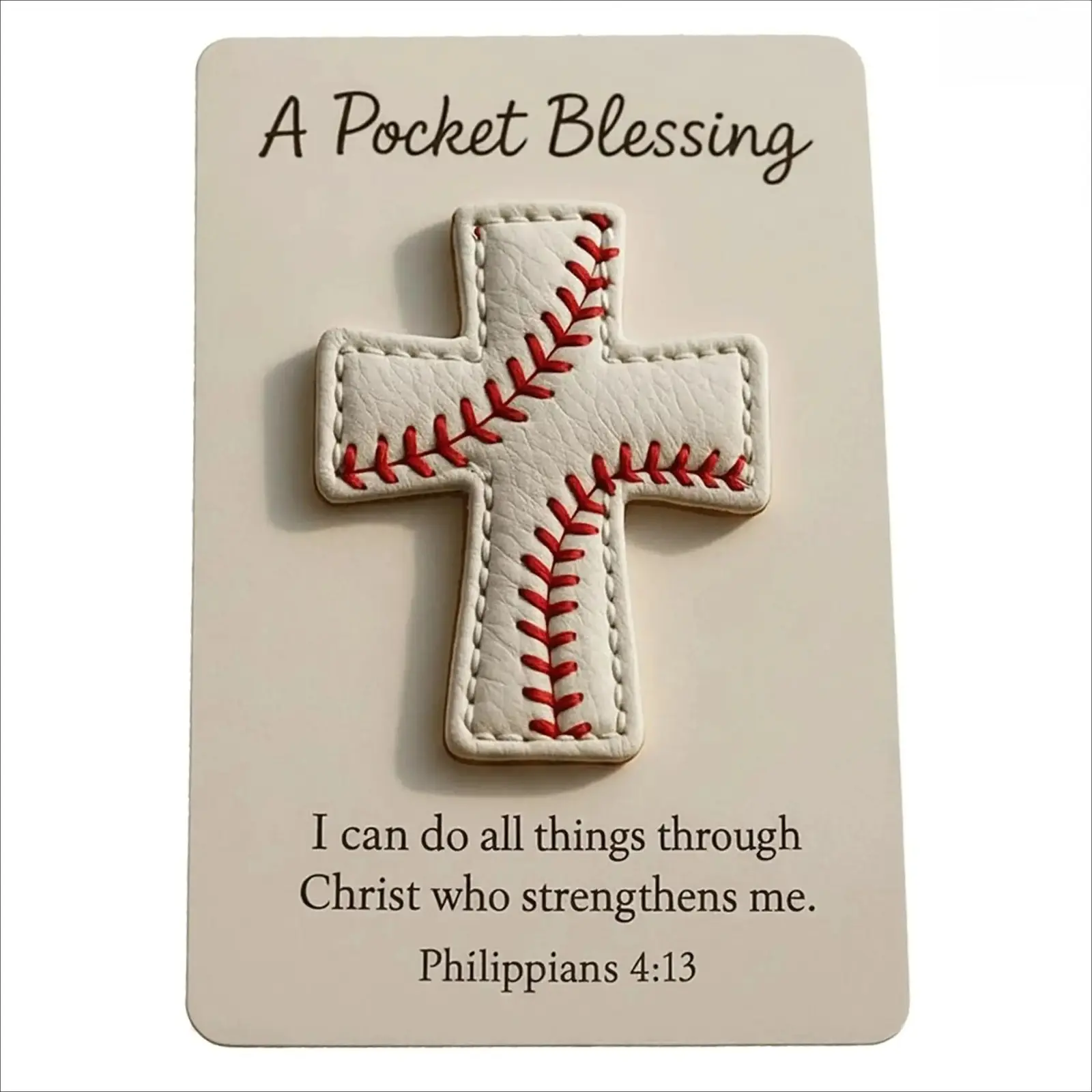 Baseball Cross Pocket Token Set, Handmade Religious Collectible for Athletes, Pocket-Sized Inspirational Faith Gift with Motivational Verse Cards, Religious Collectibles