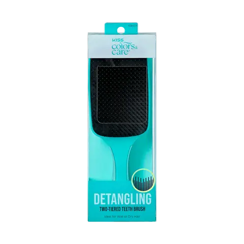 Kiss Colors & Care Two-Tiered Wide-Paddle Wet/Dry Detangling Brush | Curl Brush