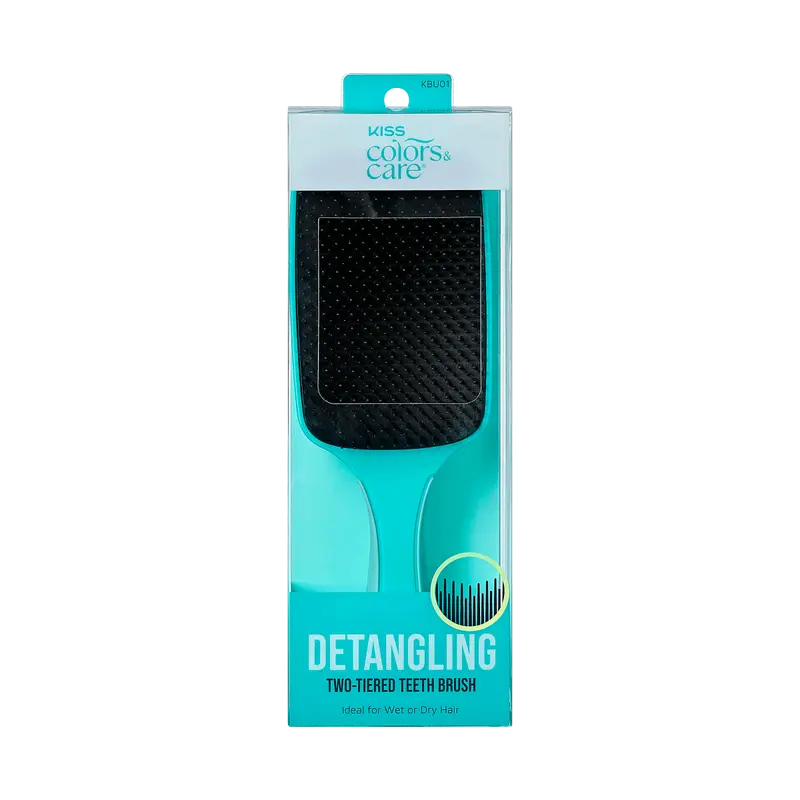 Kiss Colors & Care Two-Tiered Wide-Paddle Wet/Dry Detangling Brush | Curl Brush