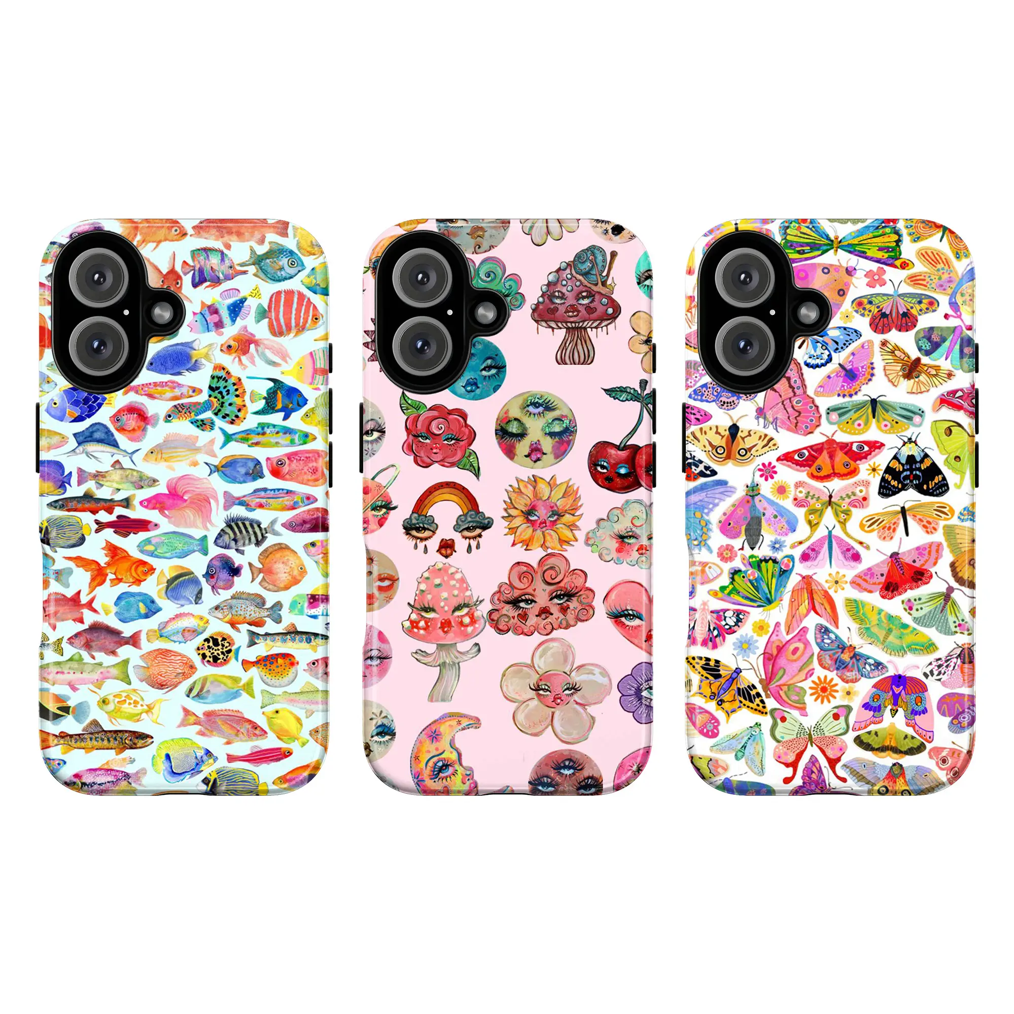 Whimsical Nature Phone Cases | Vibrant Fish, Mushroom & Butterfly Designs for Ultimate Style | Compatible with iPhone 16, 15, 14, 13, 12, 11, X, SE & Samsung Galaxy S21 to S24 | Durable Protective Covers for Wildlife Lovers