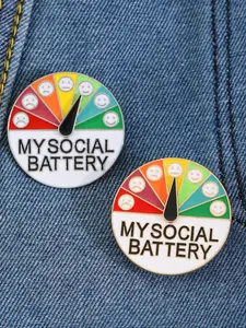 Social Energy Brooch Set, Party Style Mood Changing Energy Pin, Unisex Colorblock Expression Pins