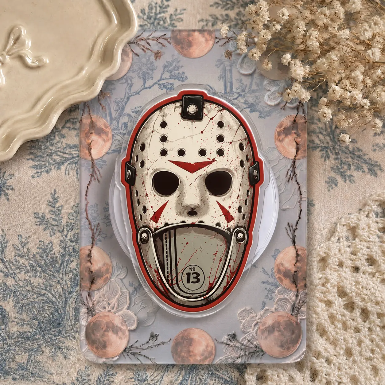 Alternative Style Bloody Hockey Mask and Number 13 Acrylic Phone Grip - Aesthetic Spooky Griptok