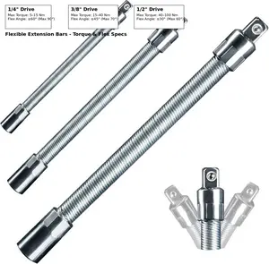 Universal Multi-Socket Wrench Tool with 3 Bendable Shafts, Extension & Connecting Rod – Perfect for Home, Car & Office Repairs