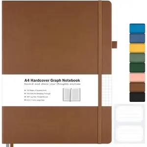 Hardcover Notebook 8.5 x 11, Grid Notebook Journal for Women, Men, Large Journals for Writing, Thick Paper, A4 Notebooks for Work, School Supplies, Engineering Brown