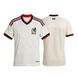 White Mexico Soccer Jersey, V-neck Short Sleeve Breathable Football Shirt for Men Women, 2026 Sport Shirt, Mexico Top Shirt