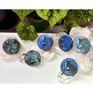 6 PCs Natural Labradorite Wolf