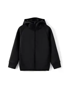 PATPAT Boys Zip Up Black Hoodie Jacket, Size 6-12, Lightweight Fall Winter Jacket Sweatshirts, School Uniform For Boys