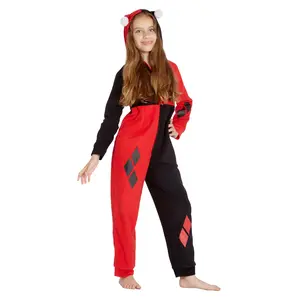 DC Comics Girls' Harley Quinn One Piece Union Suit Critter Pajama Outfit