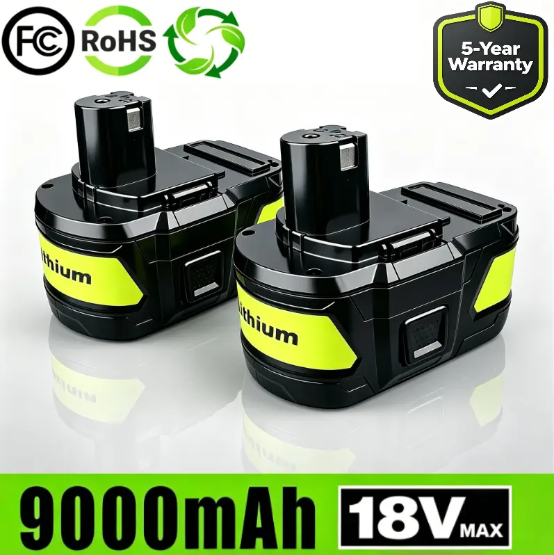 2-Pack 18V 9000mAh Lithium-Ion Replacement Batteries for Ryobi 1+ P109 Home Improvement Power Tools, Solar & Wind Power Charge Controllers & Accessories Compatible