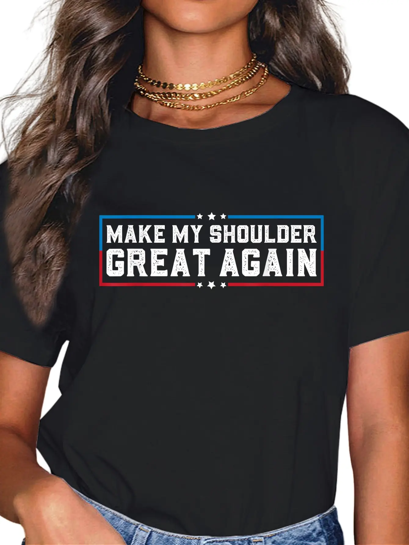 Funny Shoulder Surgery Recovery T-Shirt for Women, Casual Graphic Short Sleeve 100% Cotton Top for Everyday Wear, Shortsleeve, Lady, Tshirt, Vintage