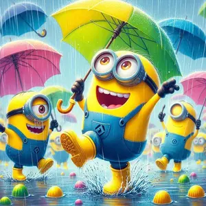 5D DIY Full Drill Round Diamond Painting - Diamond Art Painting DIY Kits Minions, Umbrella, Rainy Day Mosaic, Canvas - DIY Decorative Painting, Home Wall Decor, Suitable for Halloween and Christmas, Birthday and Anniversary Gifts