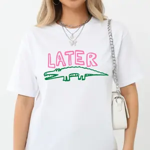 Later Gator Shirt - Sarcastic Funny Women's T-Shirt with Photorealistic Alligator & Crocodile Graphic - Ultra-Soft Premium Drape Fabric - Humorous Mom Gift