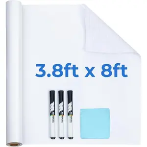 White Board Wallpaper Dry Erase Board for Wall, 3.8 ft x 8 ft Whiteboard Peel and Stick Wallpaper, Dry Erase Contact Paper with 3 Markers and Wipe Out Cloth (Inside The Roll), No Ghosting