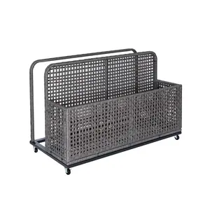 Large Rolling Pool Float Storage Bin with Wheels, PE Rattan Outdoor Basket, Heavy Duty Movable Storage Caddy for Pool Floats Noodles Toys Towels and Beach Accessories, Water Resistant for Patio Poolside