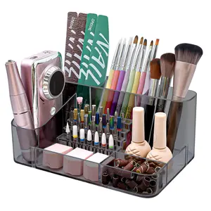 Nail Drill Holder, 28 Holes Nail Drill Machine & Bits Storage Box, Acrylic Nail Drill Bit Holder, Professional Nail Drill Organizer Box for Manicure Tools - Grey