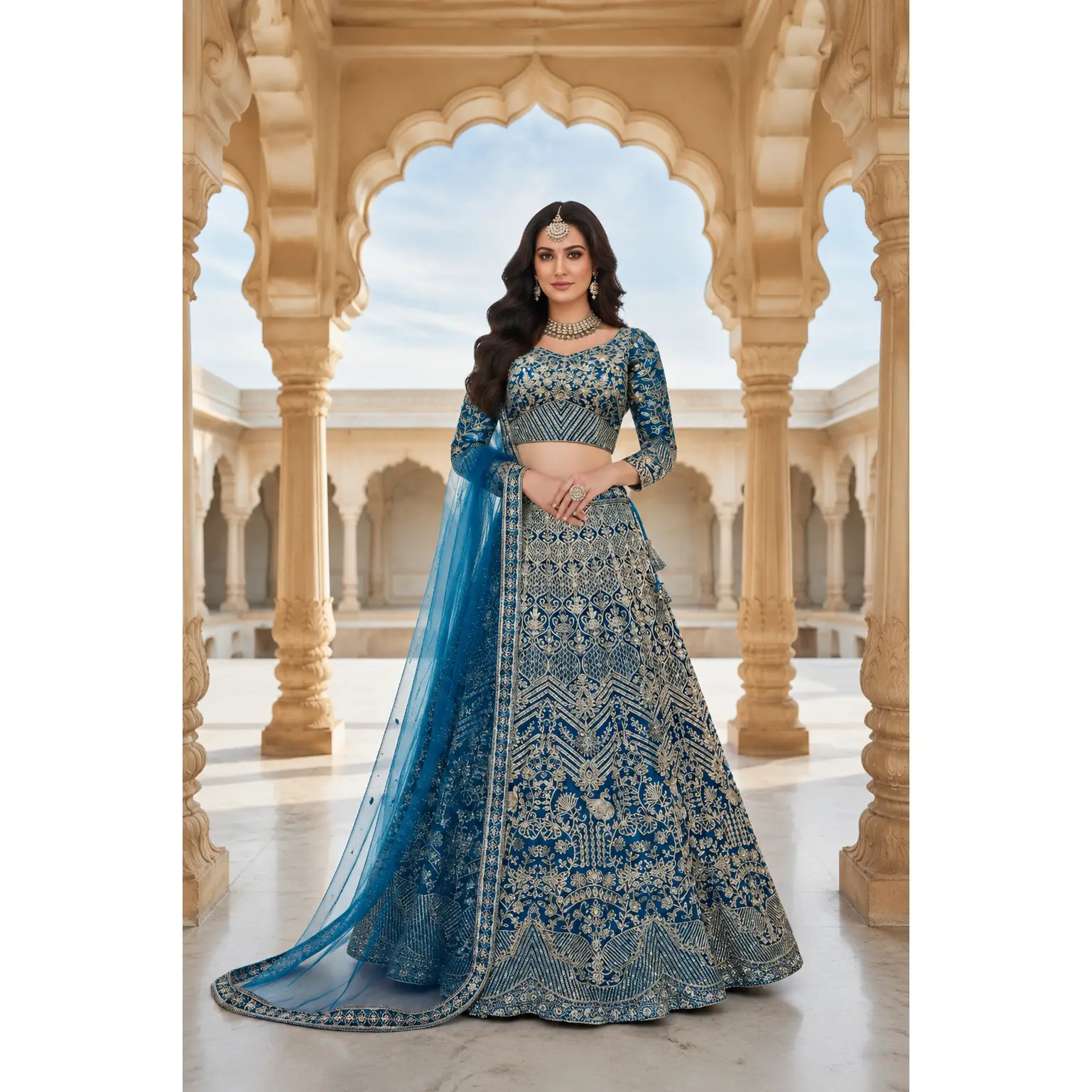 Royal Sapphire 3-Piece Lehenga Set