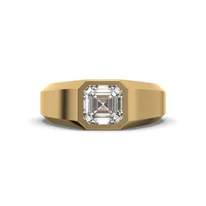 Men's Jewelry - Men's VVS Lab Diamond Asher Cut Solitaire Engagement Ring | Yellow Gold